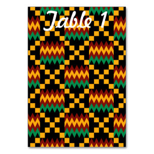 Green Red Yellow Kente Wedding Reception Table Table Number