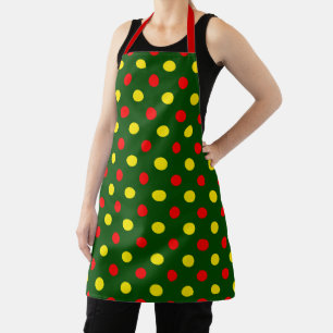 Green Red Yellow Polka Dots Design  Apron