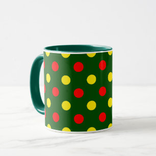 Green Red Yellow Polka Dots Design Mug