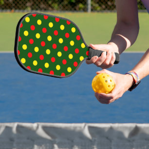Green Red Yellow Polka Dots Design  Pickleball Paddle