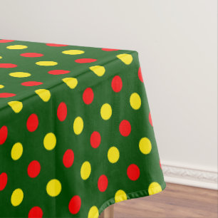 Green Red Yellow Polka Dots Design  Tablecloth