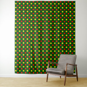 Green Red Yellow Polka Dots Design Tapestry
