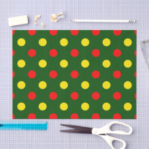 Green Red Yellow Polka Dots Design Tissue Paper