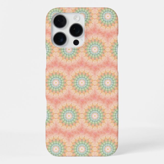 Green Red Yellow Repeating Geometric Mandala iPhone Case (Back)