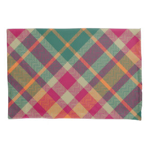 Green Red Yellow Scottish Tartan Plaid Pillowcase
