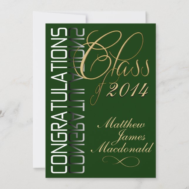 Green Reflection  Formal Graduation Party Invitation (Front)