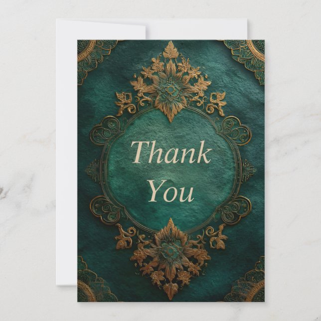 Green Regal Frame Thank You Card (Front)