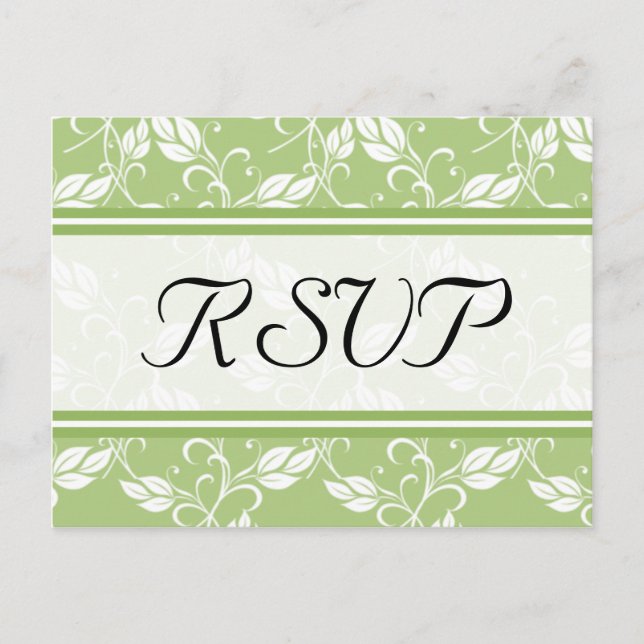 Green Regency Floral RSVP Wedding Postcards (Front)