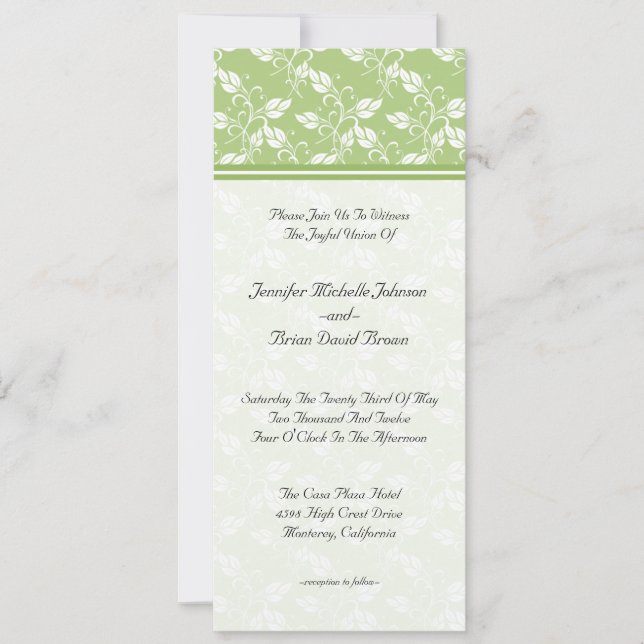 Green Regency Floral Wedding Invitation (Front)
