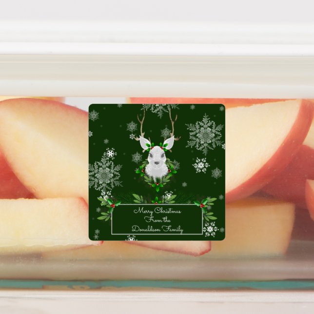 Green Reindeer Baking Labels (Affixed)