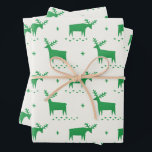 Green Reindeer Christmas | Cosy Woodland Winter Wrapping Paper Sheet<br><div class="desc">Bring a cosy, rustic touch to your holiday packaging with these green Christmas wrapping paper sheets featuring a playful hand drawn reindeer pattern. The soft green colour and minimal woodland animal design are perfect for wrapping small gifts, stocking stuffers, holiday party favours, or festive gift baskets. Whether you’re going for...</div>