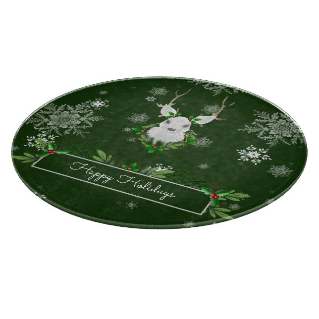 Green Reindeer Cutting Board (Corner)