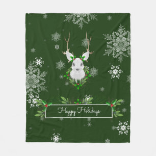 Green Reindeer Fleece Blanket