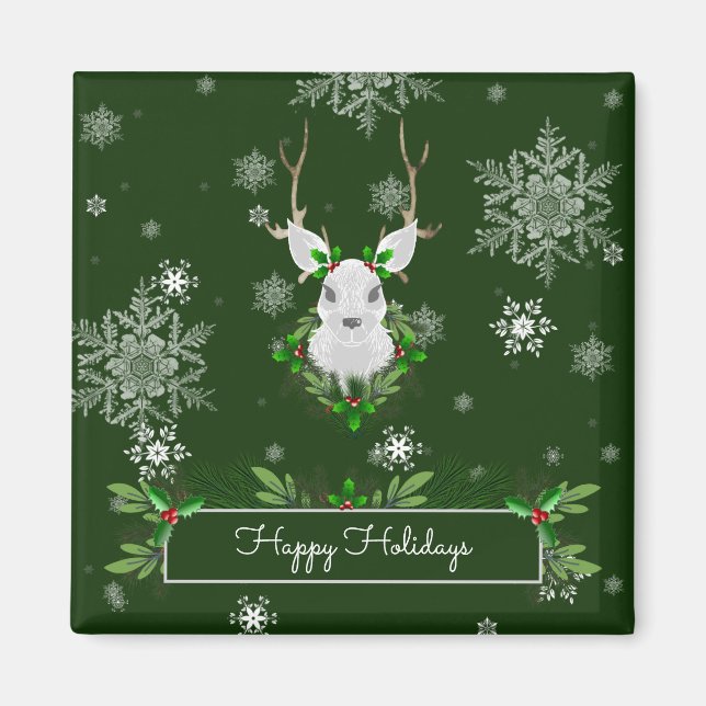 Green Reindeer Magnet (Front)