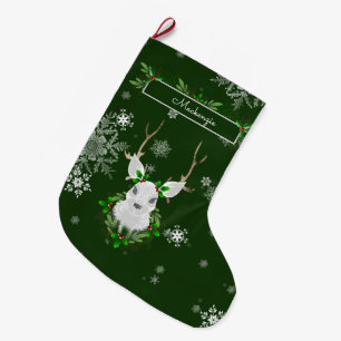 Green Reindeer Stocking