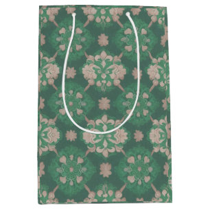 Green Repetitive Victorian Style Design Medium Gift Bag