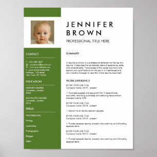 Green resume cv photography digital download poster