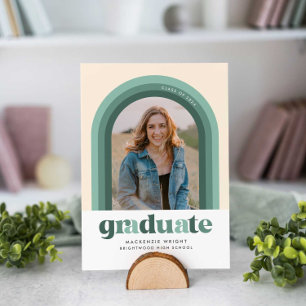 Green Retro Arch Graduation Announcement