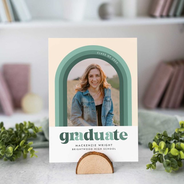 Green Retro Arch Graduation Announcement (Creator Uploaded)