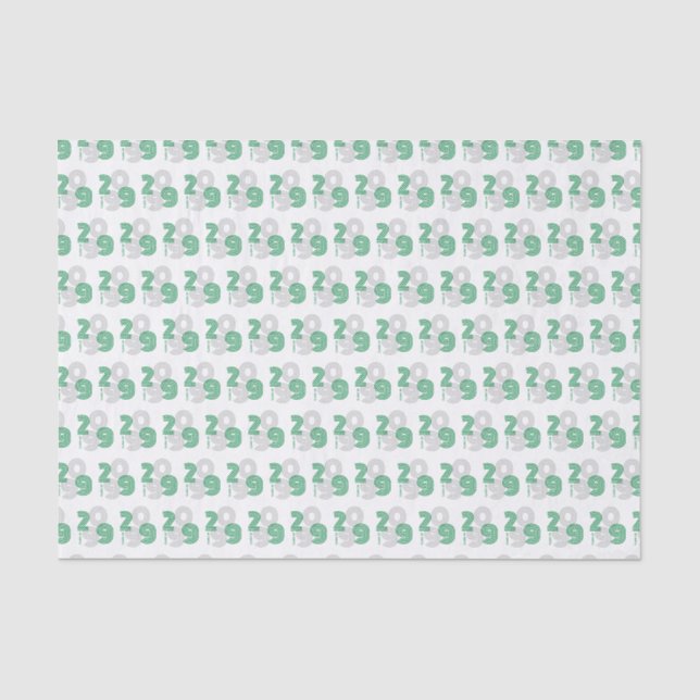 Green Retro Big Numbers Class of Tissue Paper (Front)