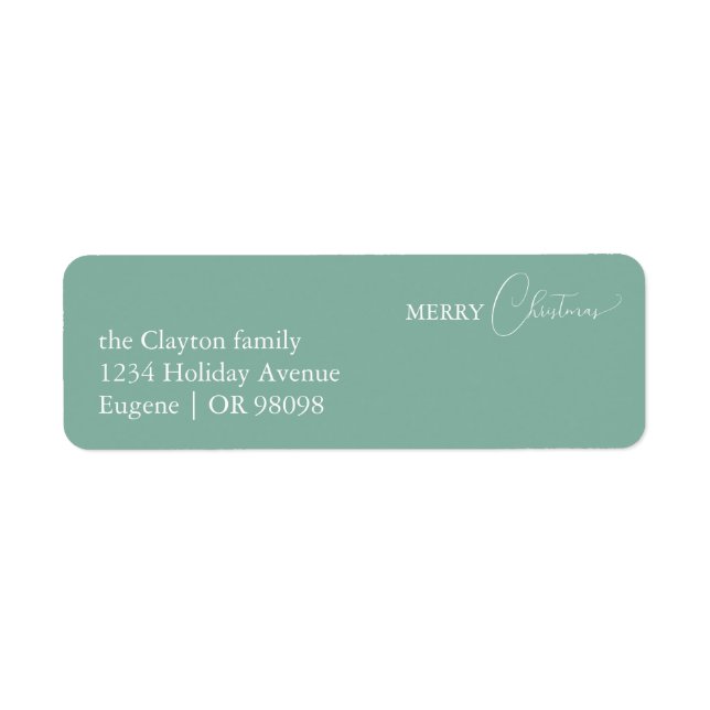 Green Retro Boho Minimalist Christmas Address (Front)