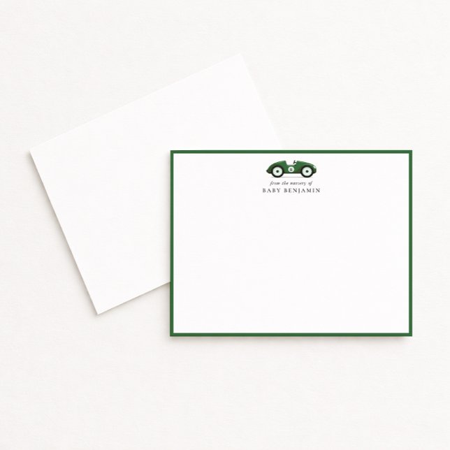 Green Retro Car Nursery Note Card (Creator Uploaded)