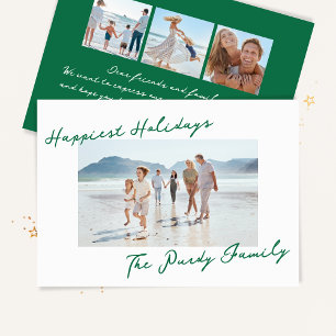 green retro christmas photo happiest holiday card