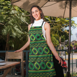 Green Retro Circles Apron