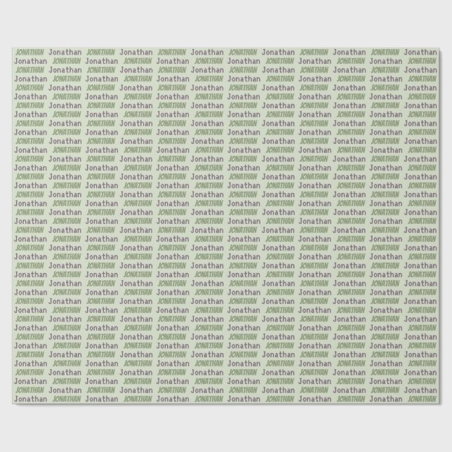 Green Retro Custom Name Wrapping Paper (Flat)