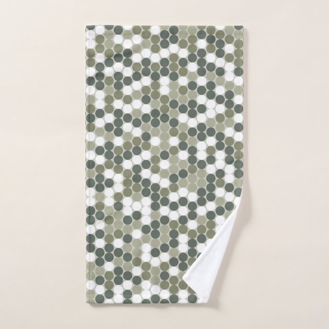 Green retro dots hand towel (Hand Towel)