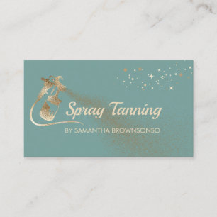 Green Retro Elegant Calligraphy Tan Spray Business Card