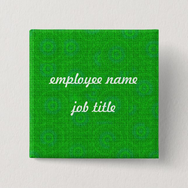 Green Retro Employee Name Tag Button (Front)