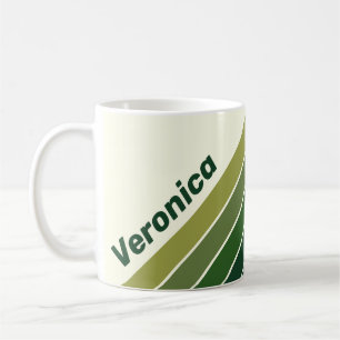 Green Retro Five Stripes with Name Coffee Mug