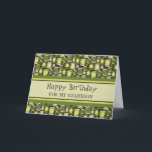Green Retro Grandson Birthday Card<br><div class="desc">Birthday card for grandson with fun green retro pattern and thoughtful verse.</div>