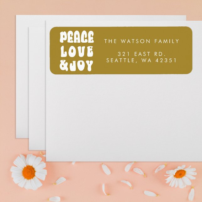 Green Retro Groovy Peace Love Joy Holiday (Green Retro Groovy Peace Love Joy Holiday Label)