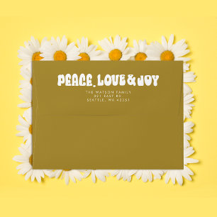 Green Retro Groovy Peace Love Joy Holiday Envelope
