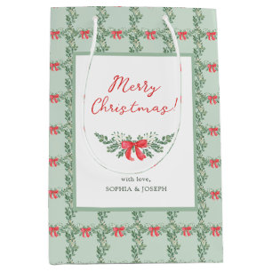 Green Retro Holiday Pattern Medium Gift Bag