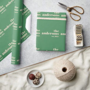 Green Retro modern minimalist Wrapping Paper