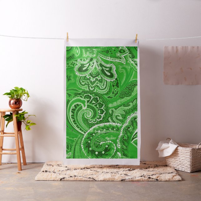 Green Retro Paisley Bandanna/Bandanna Fabric (In Situ)