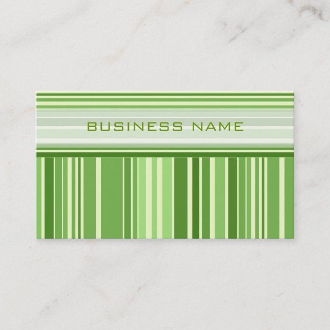 Green Retro Stripes Pattern Business Card (Front)