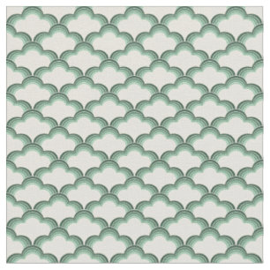 Green retro style waves pattern fabric