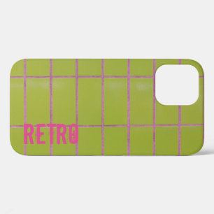 Green Retro Tile 80s 70s 60s vintage background iPhone 12 Pro Case