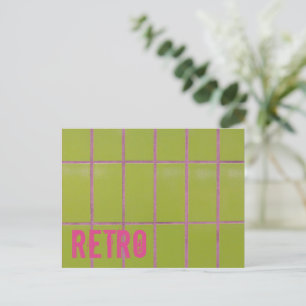 Green Retro Tile 80s 70s 60s vintage background Holiday Postcard
