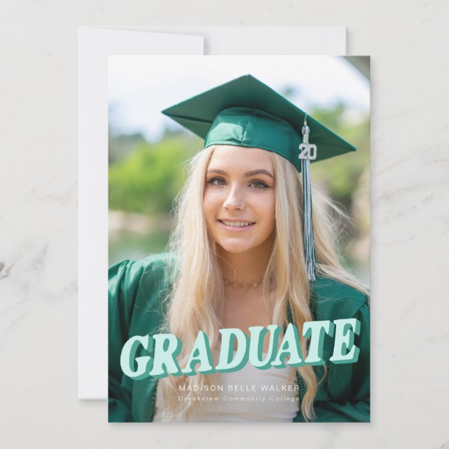 Green Retro Typography Graduation Announcement (Front)