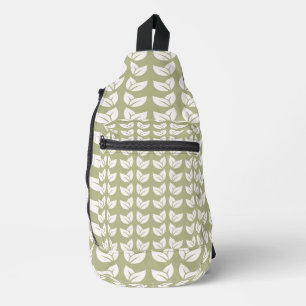 Green Retro Vintage Y2K Leaf Pattern Sling Bag
