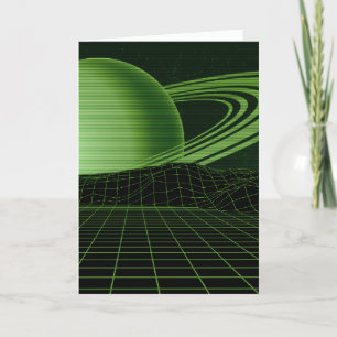 Green Retrowave Greetings Card