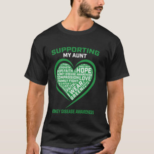 Green Ribbon Aunt Kidney Disease Awareness Support T-Shirt