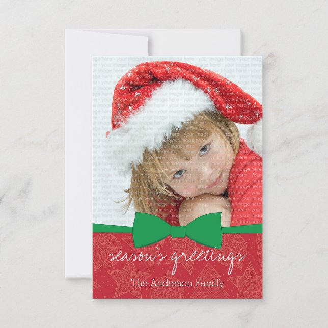 Green Ribbon Christmas Holiday Photo Card (Front)