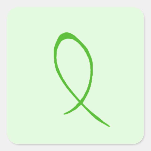 Green Ribbon Customisable Square Sticker (Front)