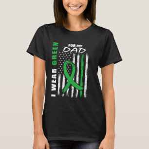 Green Ribbon Dad Kidney Disease Awareness USA Flag T-Shirt